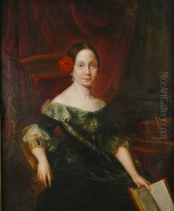 Portrait Of Queen Isabella Ii Of Spain Holding A Book Of The Laws Of Spain