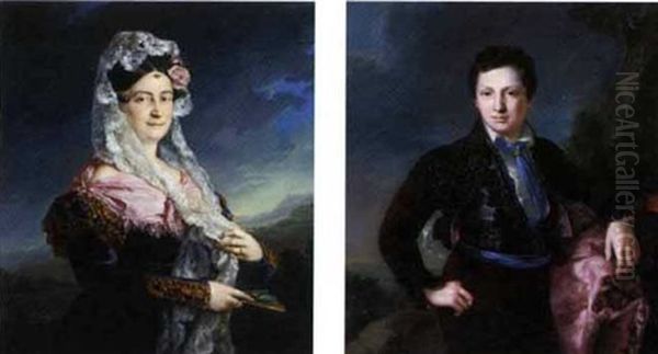 Retrato De Dona Maria De Los Dolores Gomez De Las Casas E Ibarrondo De Tirel (+ Retrato De Don Matias Edmundo Tirel Y Gomez De Las Casas; Pair, In Collab. W/bernardo Lopez Y Piquer) - view 1