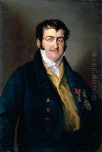 Portrait Of King Ferdinand Vii, In Casual Attire, Wearing The Badge Of The Order Of The Golden Fleece And The Stars Of The Orders Of Charles Iii And Isabel La Catolica by Vicente Lopez y Portana
