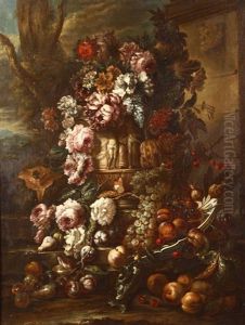 Coppia Di Nature Morte Con Fiori by Gasparo Lopez