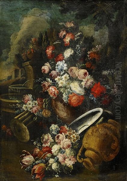 Flower Still Life With A Fountain - view 1