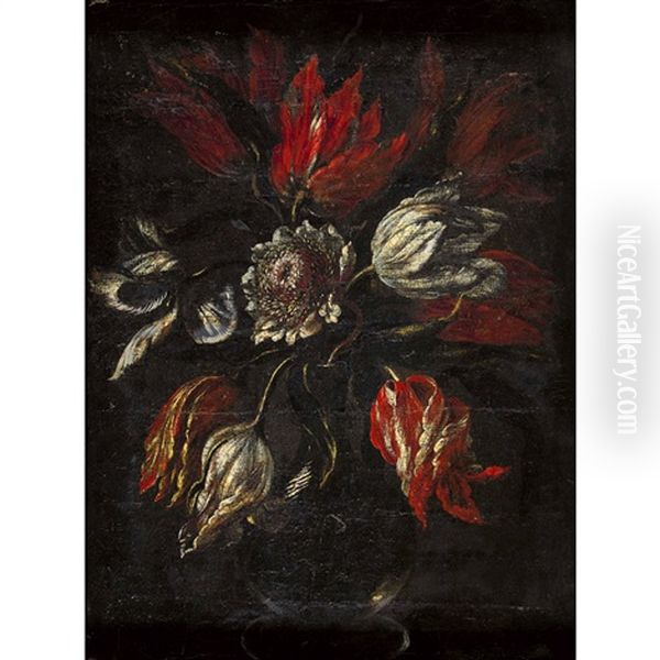 Stillleben Mit Tulpen In Glasvase - view 1