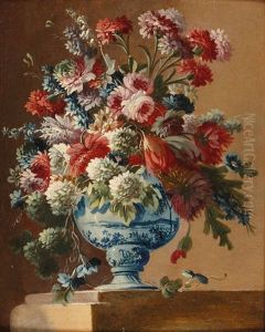 Bouquet De Fleurs Dans Un Vase De Faience (2 Works)