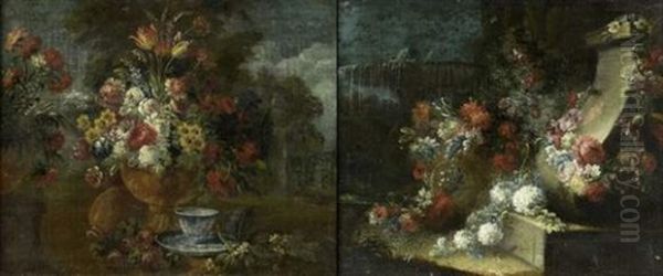 Bouquet De Fleurs Dans Un Paysage (2 Works) - view 1