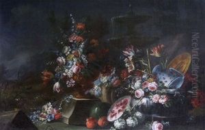 Urne De Fleurs Dans Un Paysage Urne De Fleurs Dans Un Paysage