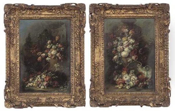 Carnations, Tulips, Peonies, And Other Flowers In A Terracotta Pot (+ Roses, Tulips, Carnations And Other Flowers In An Earthenware Pot; Pair) - view 1