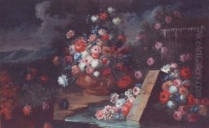 Vase De Fleurs Et Fleurs Sur Le Bord D'une Piece D'eau
