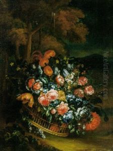 Cesto Di Fiori In Un Paesaggio Cesto Di Fiori In Un Paesaggio