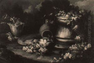 Natura Morta Di Fiori Sparsi Fra Un Piedistallo Di Pietra by Gasparo Lopez