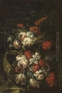 Flowers In Urn And Upturned Bowl by Gasparo Lopez