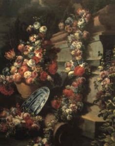 Still Life With Tulips, Anemones And Other Flowers In A Vase by Gasparo Lopez