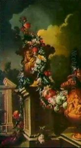 Vasque De Fleurs Dans Un Paysage by Gasparo Lopez