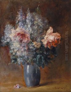 Flower Still Life In A Blue Vase Flower Still Life In A Blue Vase