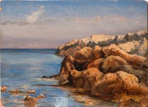Les Rochers En Bord De Mer (study) by Gabriel Loppe