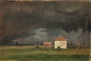 Landscape From The Outskirts Of Rome, In The Background St. Peters