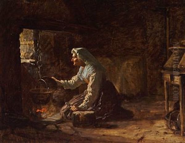 Italian Woman At The Fireplace - view 1