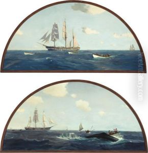 The Whale Hunt: Setting Out And Noon, The Attack: A Pair Of Paintings