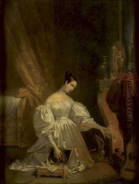 Jeune Femme Brulant Sa Correspondance - view 1