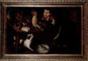Bodegon De Cocina Con Perro by Felix Lorente