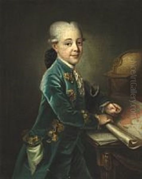 Portrait Of A Young Danish Naval Officer In A Rococo Costume - view 1