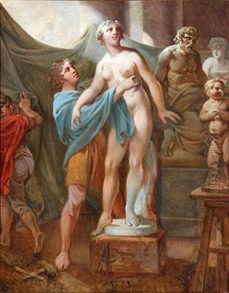 The Cypriot King Pygmalion Is Adoring His Statue Of Venus, Who Is Changing Into A Real Woman - view 1