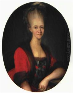 Portraet Af Adelsdame Adolphine Fabritius De Tengnagel I Rod Jakke Med Pelsbort