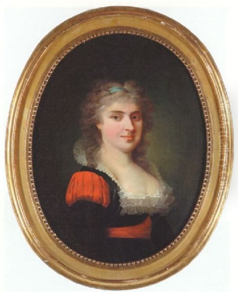 Portraet Af Frederikke Von Staffeldt I Sort Kjole Prydet Med Rode Band - view 1