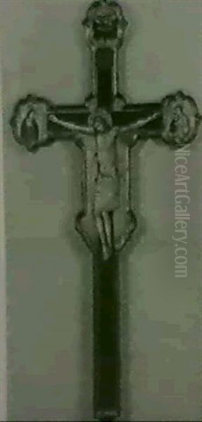 A Cruciform With Images Of Christ Crucified, The Magdalen   And St John The Evangelist And The Holy Dove - view 1