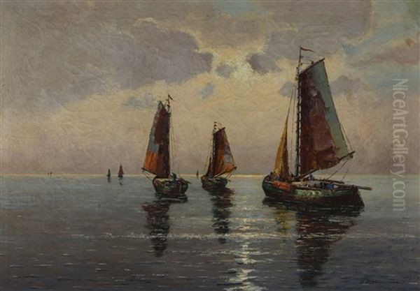 Fishing Boats At Sea - view 1