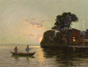Moon Rise Over Oder River by Ernst Hugo Lorenz-Morovana