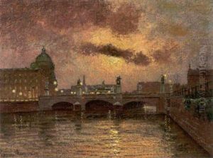 Blick Auf Das Stadtschlos Und Die Schlosbrucke In Berlin Im Abendrot by Ernst Hugo Lorenz-Morovana
