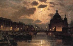 Parti Fra Berlin Med Domkirken Og Friedrichsbrucke by Ernst Hugo Lorenz-Morovana