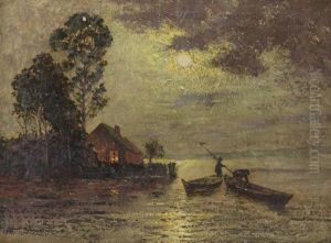 Moonlit Fishing Scene by Ernst Lorenz-Murowana