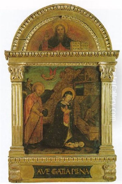 L'adoration De L'enfant Et L'annonce Faite Aux Bergers; Le Christ Benissant Et Tenant Le Livre Ouvert - view 1