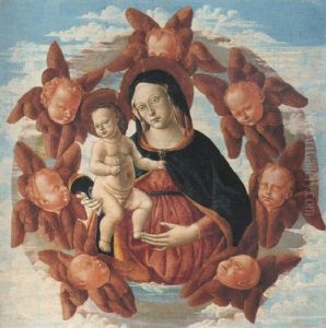 The Madona And Child Surrounded By A Mandorla Of The Seraphim by Fiorenzo di Lorenzo