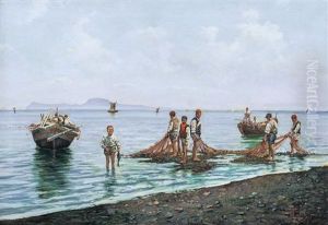 Pescatori Con Reti by Vincenzo Loria