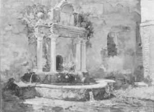 Ein Brunnen In Einem Suditalienischen Kloster by Vincenzo Loria