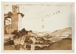 The Valley Of The Aniene, Near Tivoli, With The Ruins Of The Aqua Anio Novus Aqueduct by Claude Lorrain (Claude Gellee)