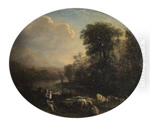 Shepherd In An Italian Landscape Near A River