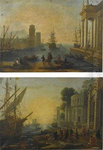 Seaport With The Landing Of Cleopatra In Tarsus; Seaport With The Embarkation Of Ulysses From The Phaeacians