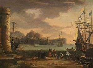 A Southern Seaport by Claude Lorrain (Claude Gellee)
