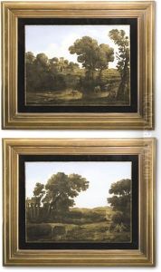 A Pair Of Verre Eglomise Pictures After Paintings By Claude Lorrain by Claude Lorrain (Claude Gellee)