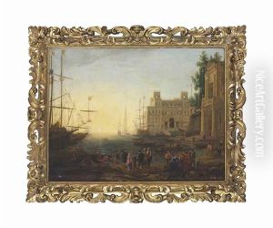 A Capriccio Of A Mediterranean Port With The Villa Medici by Claude Lorrain (Claude Gellee)