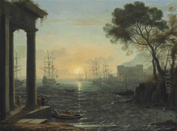 A Mediterranean Port At Sunset - view 1