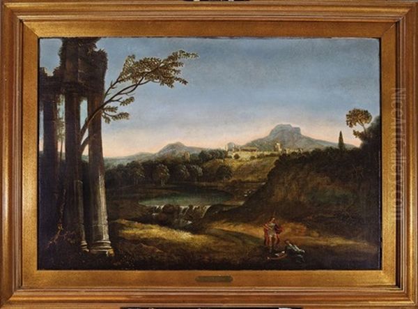 A Courtly Couple Making Music In A Pastoral Landscape With Ruins - view 1