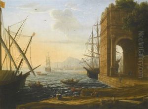 A Mediterranean Seaport by Claude Lorrain (Claude Gellee)
