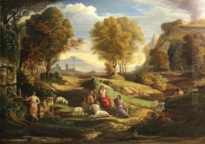 A Classical Landscape With Maidens And A Goatherd