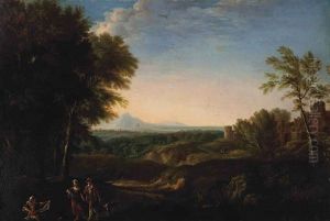 Pastoral Landscape With Travellers Alongside A Path by Claude Lorrain (Claude Gellee)