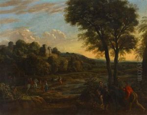 Weite Landschaft Mit Jagdgesellschaft by Claude Lorrain (Claude Gellee)