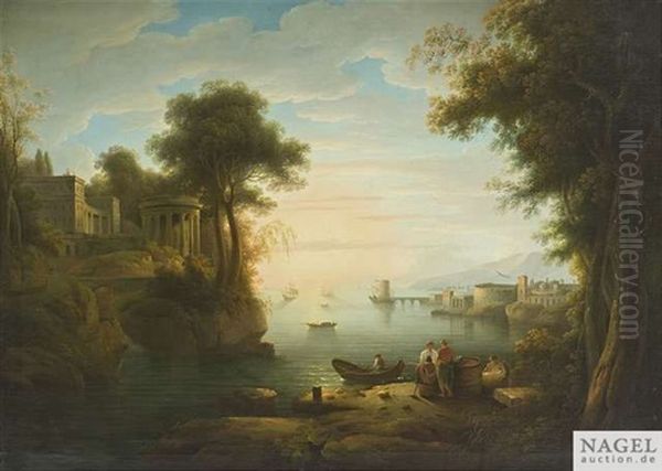 Italienisierende Hafenlandschaft Im Fruhen Morgenlicht - view 1